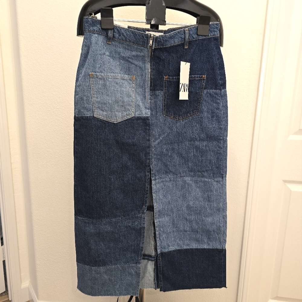 Zara Womens Premium The 90's Colour Blocking Skirt